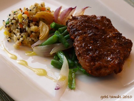 grillen sült bárányborda quinoával és zöldbabbal...